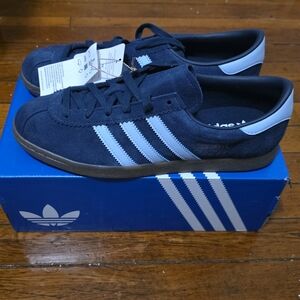 adidas Navy Suede Sneakers with Light Blue Stripes
